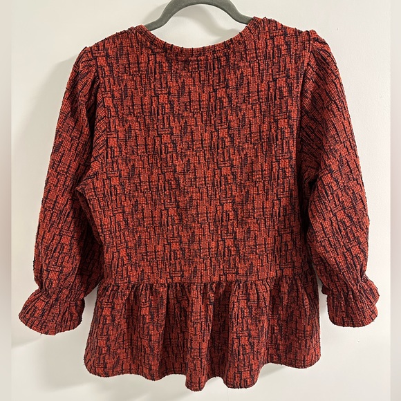 Anthropologie RO&DE Orange and Navy Peplum Top Size Medium - Picture 2 of 3